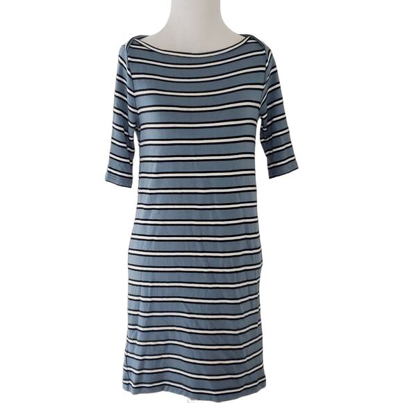 Lou & Grey Castaway Signaturesoft Striped Dress Blue Women XS Extra Small - Picture 1 of 7